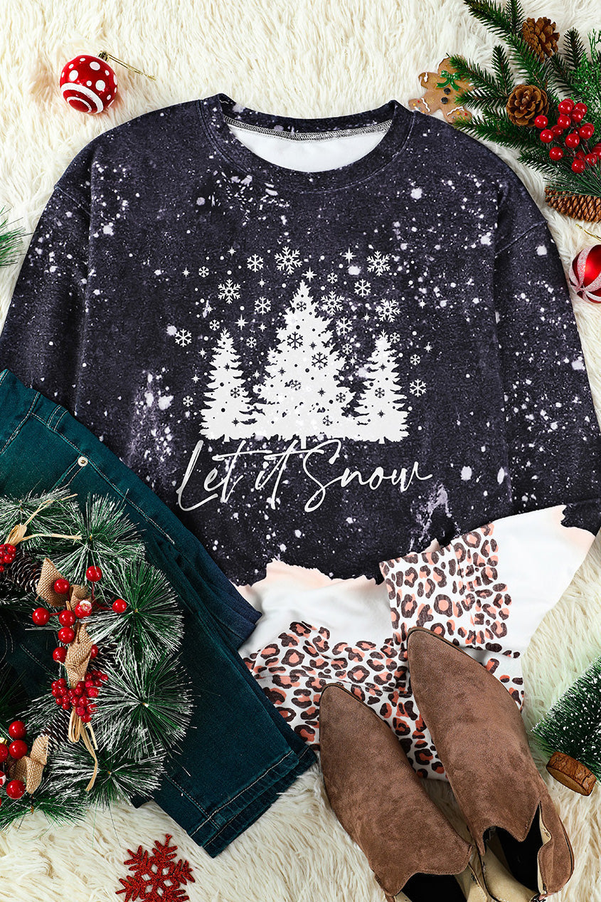 Black Leopard Bleached Pullover Sweatshirt