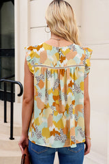 Yellow  Abstract Printed Flutter Tank