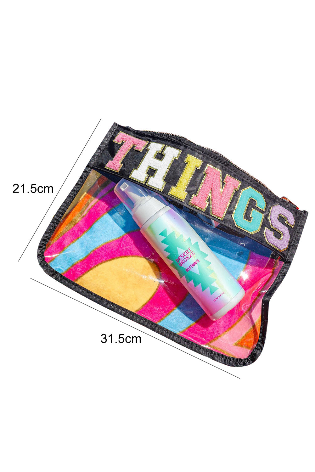 Black STUFF Cow Print Transparent Zipped Pouch