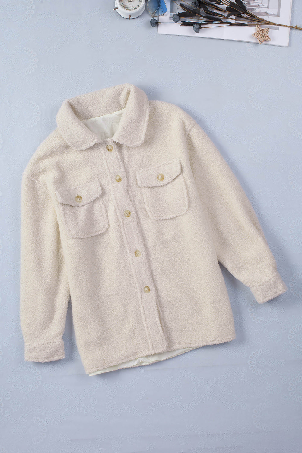 Brown Flap Pockets Button Front Jacket