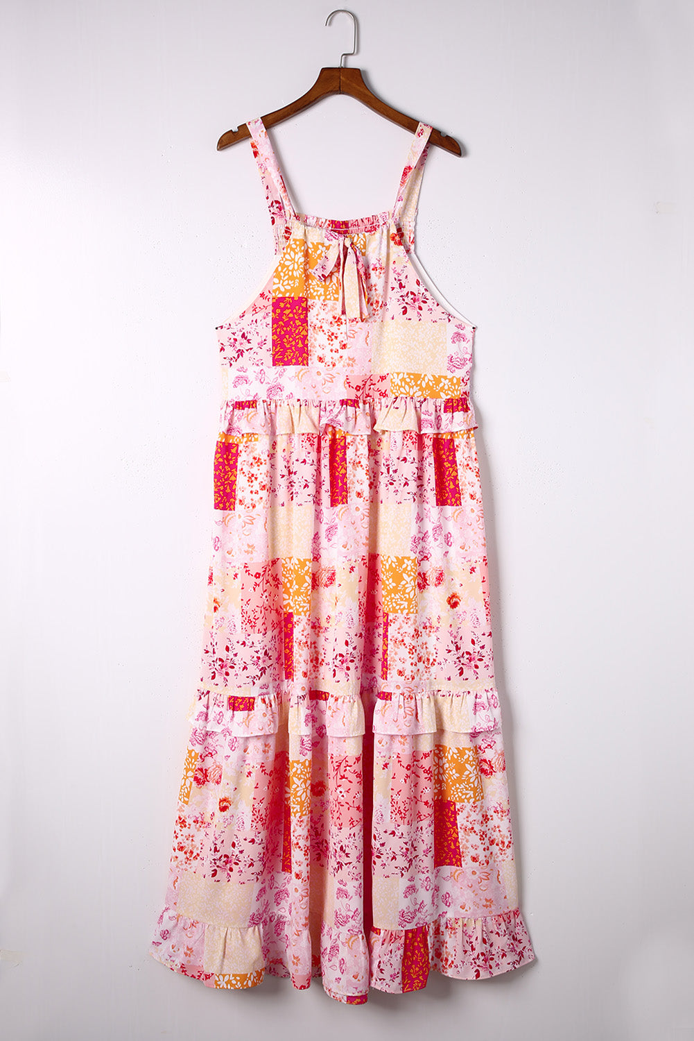 Multicolor Boho Geometric Floral Print Sleeveless Maxi Dress