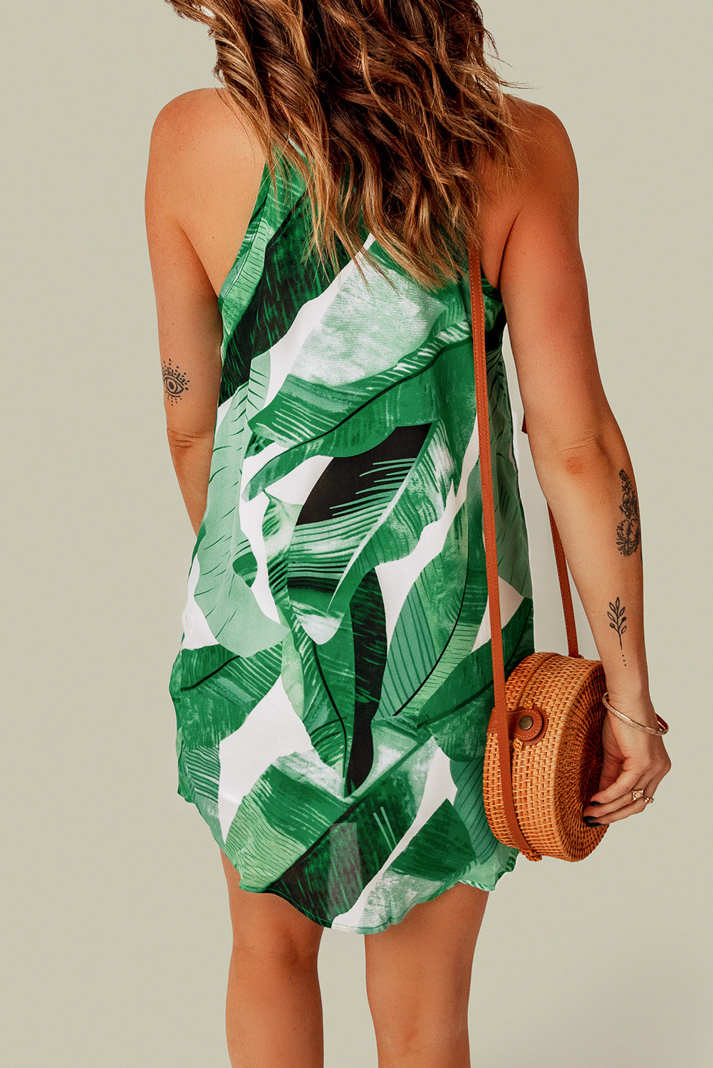 BloAmicgng Peony Print Navy Sleeveless Dress