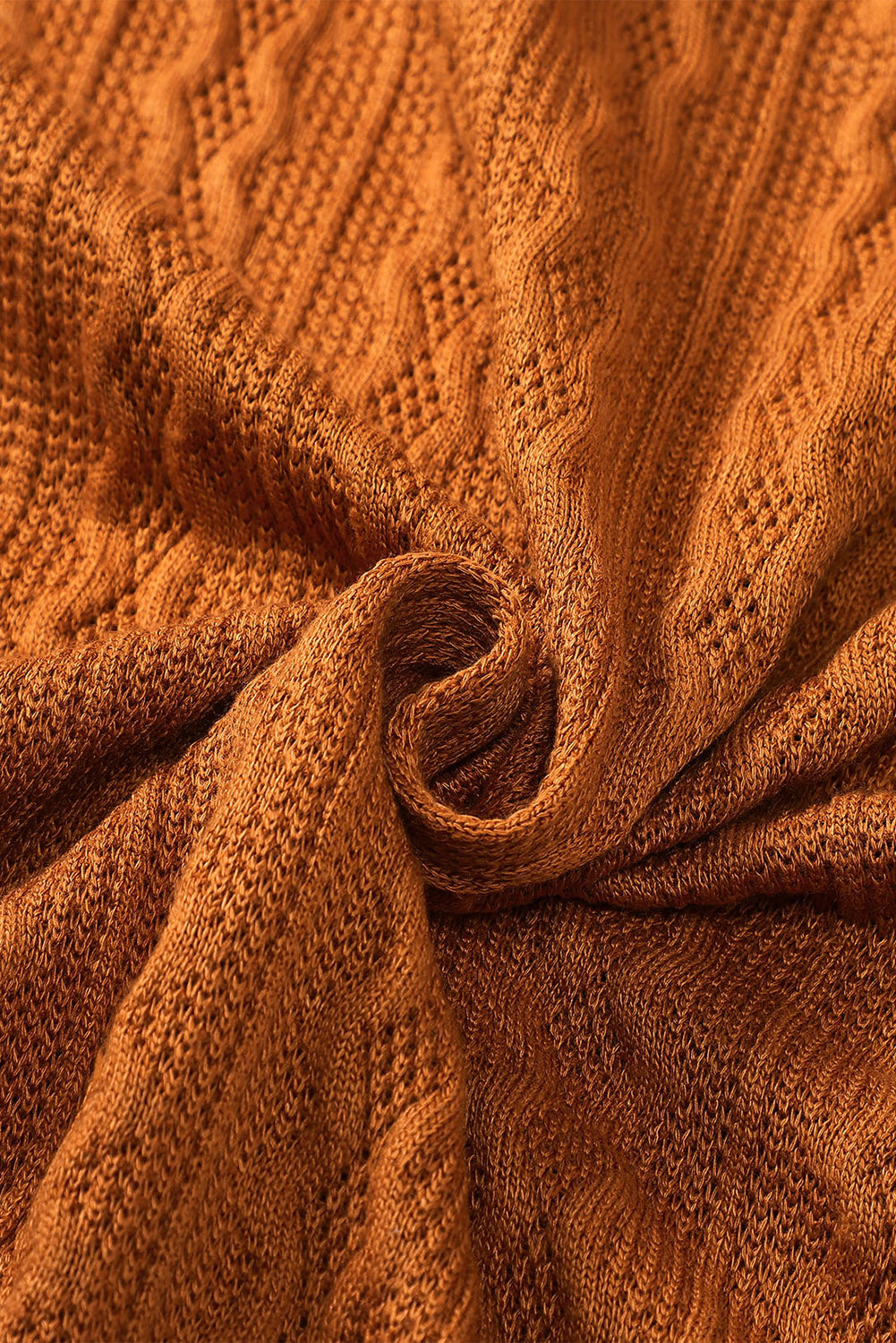 Brown Button Front Pocketed Cable Knit Cardigan