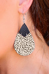 Black Polka Dot Layered Connected Drop Earrings