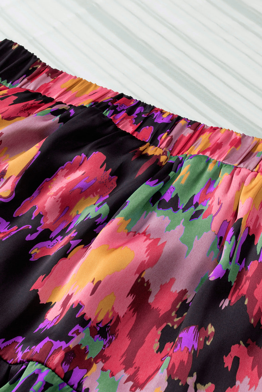 Black Abstract Floral Print High Waist Maxi Skirt