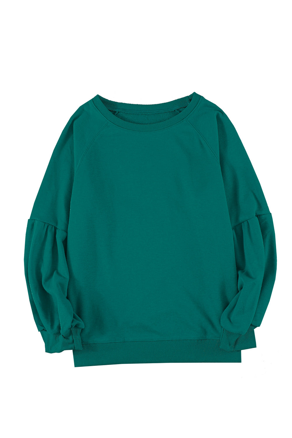 Green Raglan Patchwork Sleeve Pullover Sweatshirt