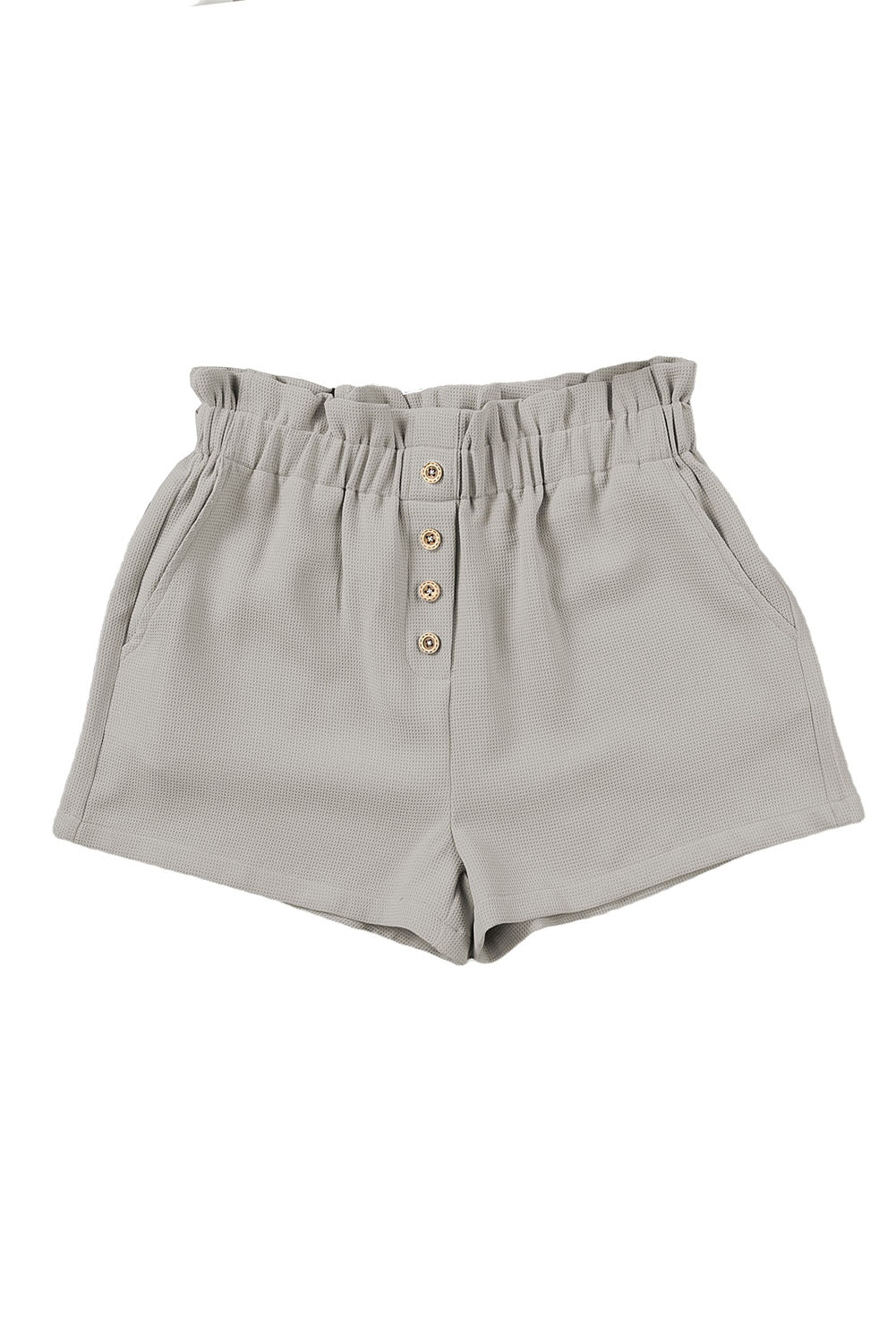 Gray Linen Mix Paper Bag Shorts