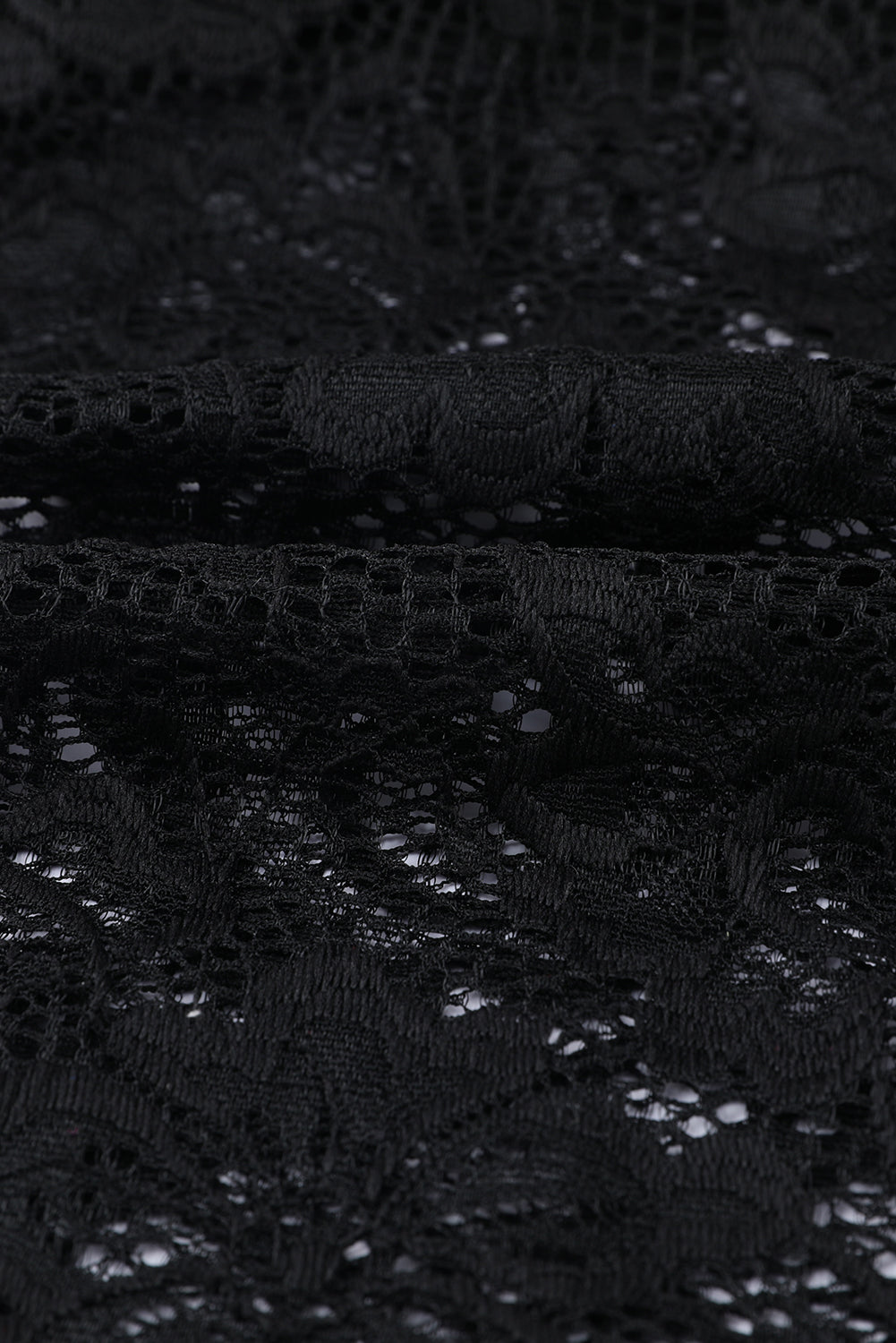 Black Floral Lace Scalloped Square Neck Bodysuit