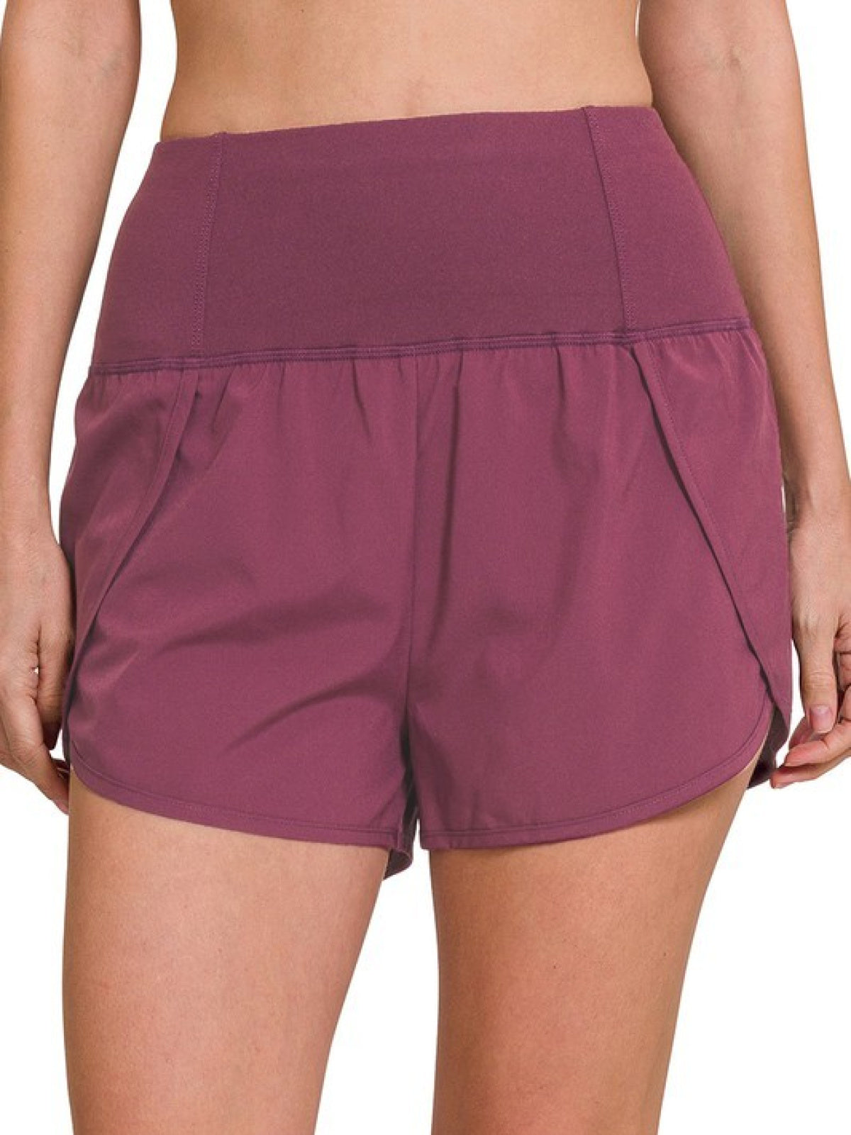 High Waisted Zippered Back Pocket Running Shorts