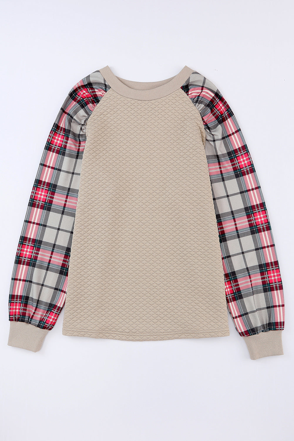 Brown Plaid Raglan Sleeve Sweatshirt