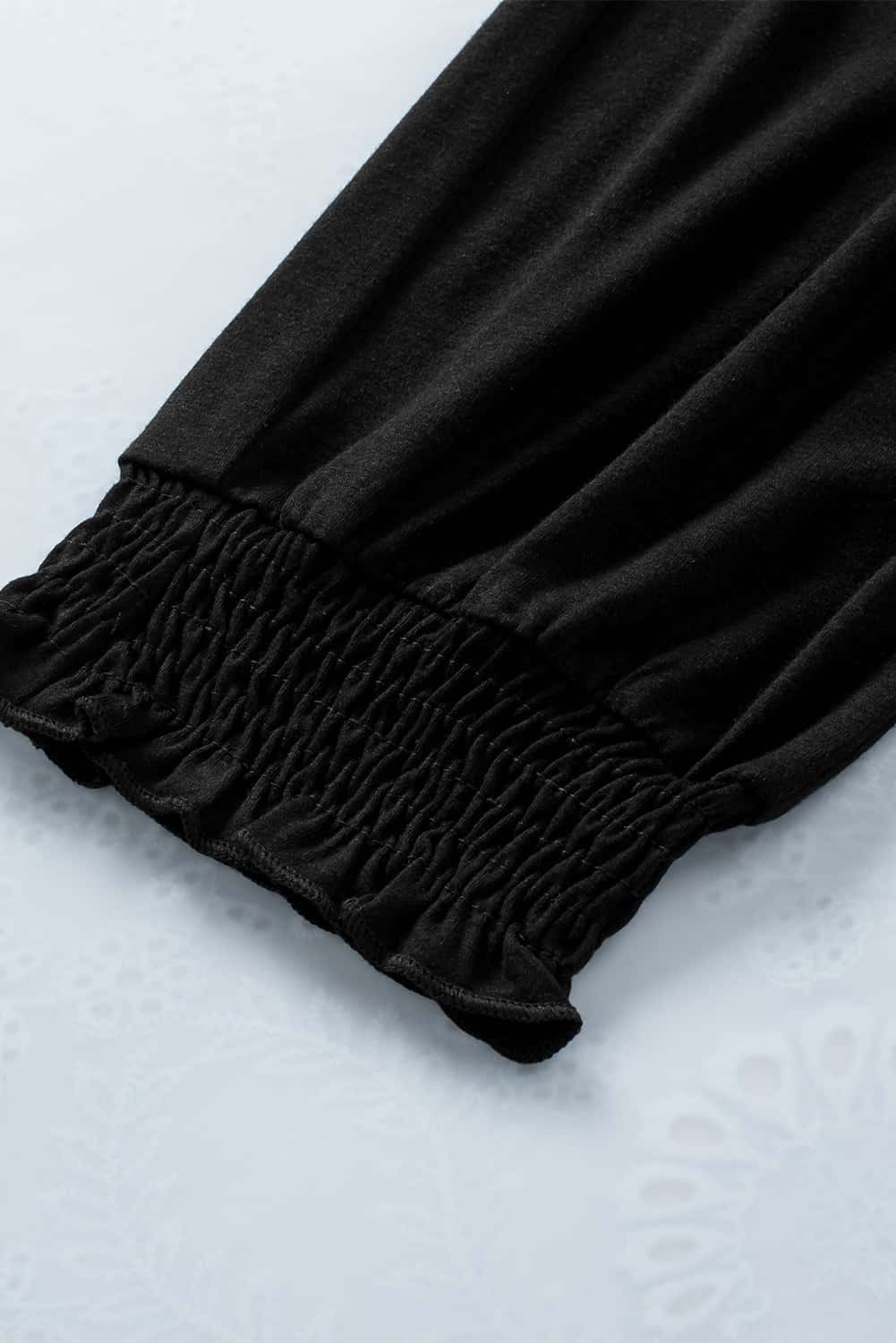 Black Smocked Tube Top and High Waist Pants Set
