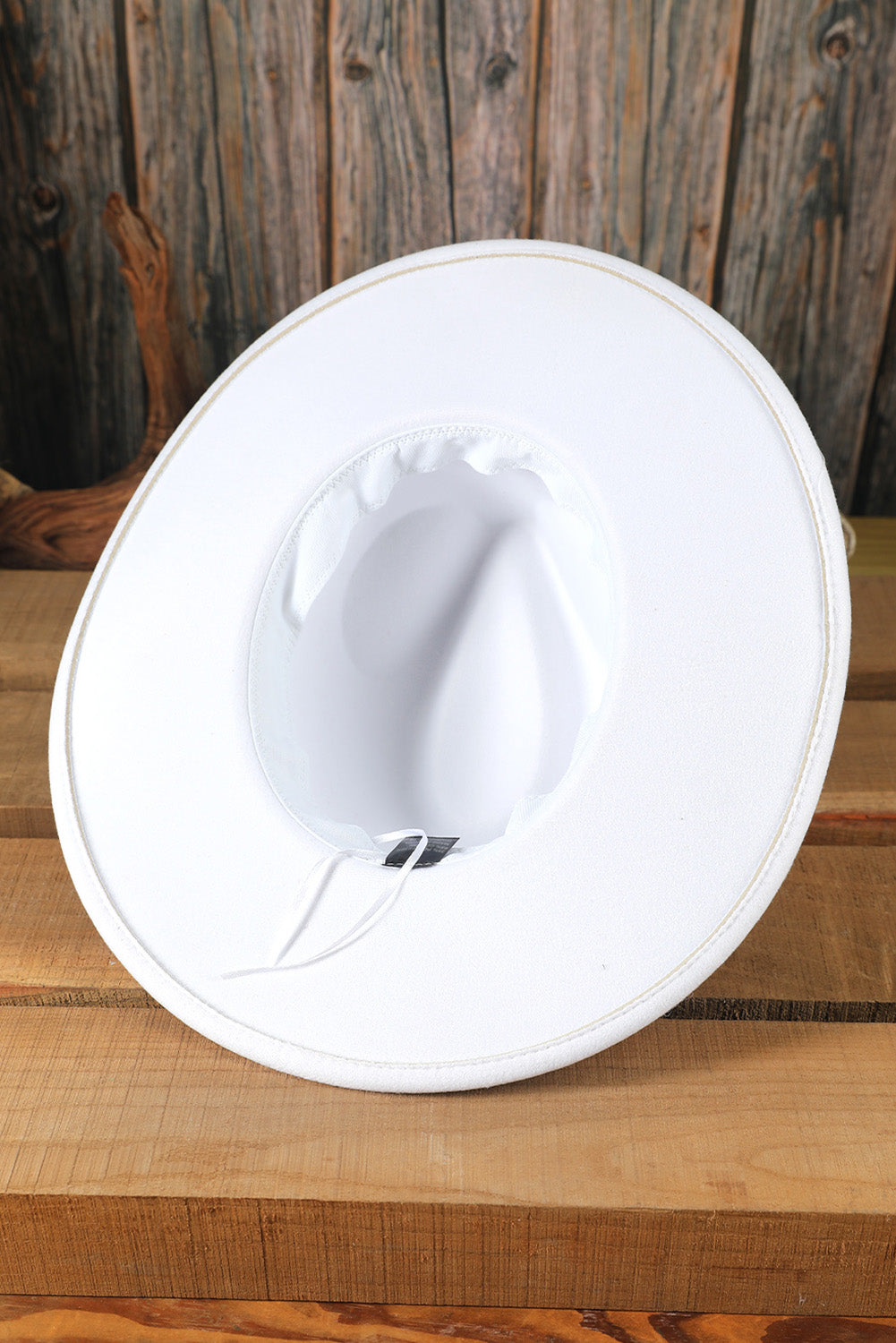 White Studded Wide Brim Panama Hat