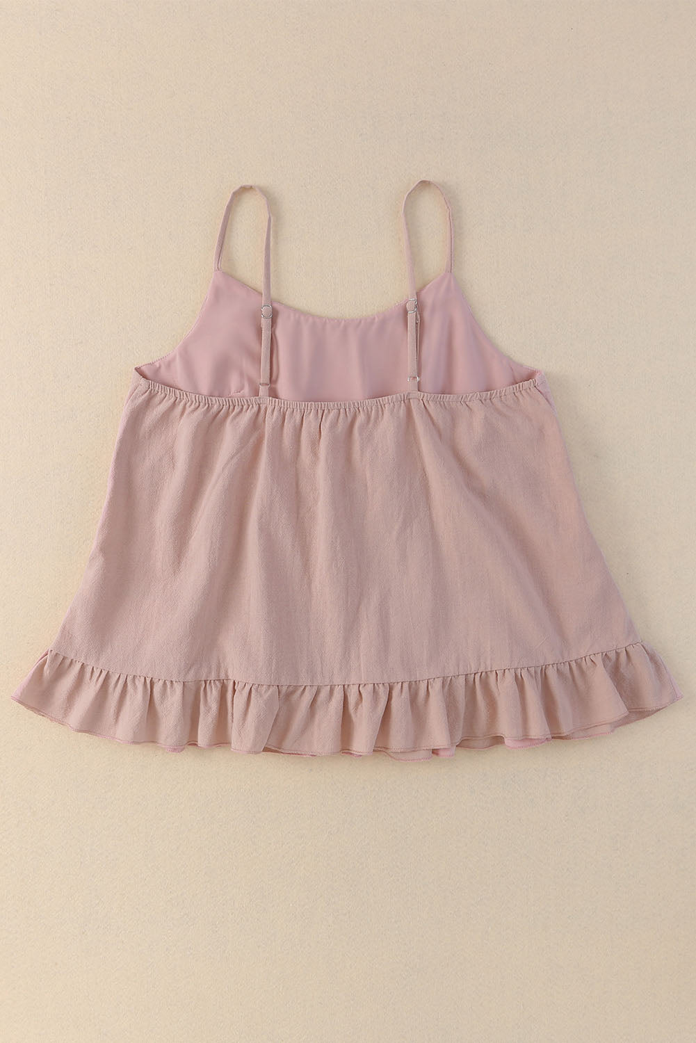 Pink Tiered Ruffled Spaghetti Straps Tank Top