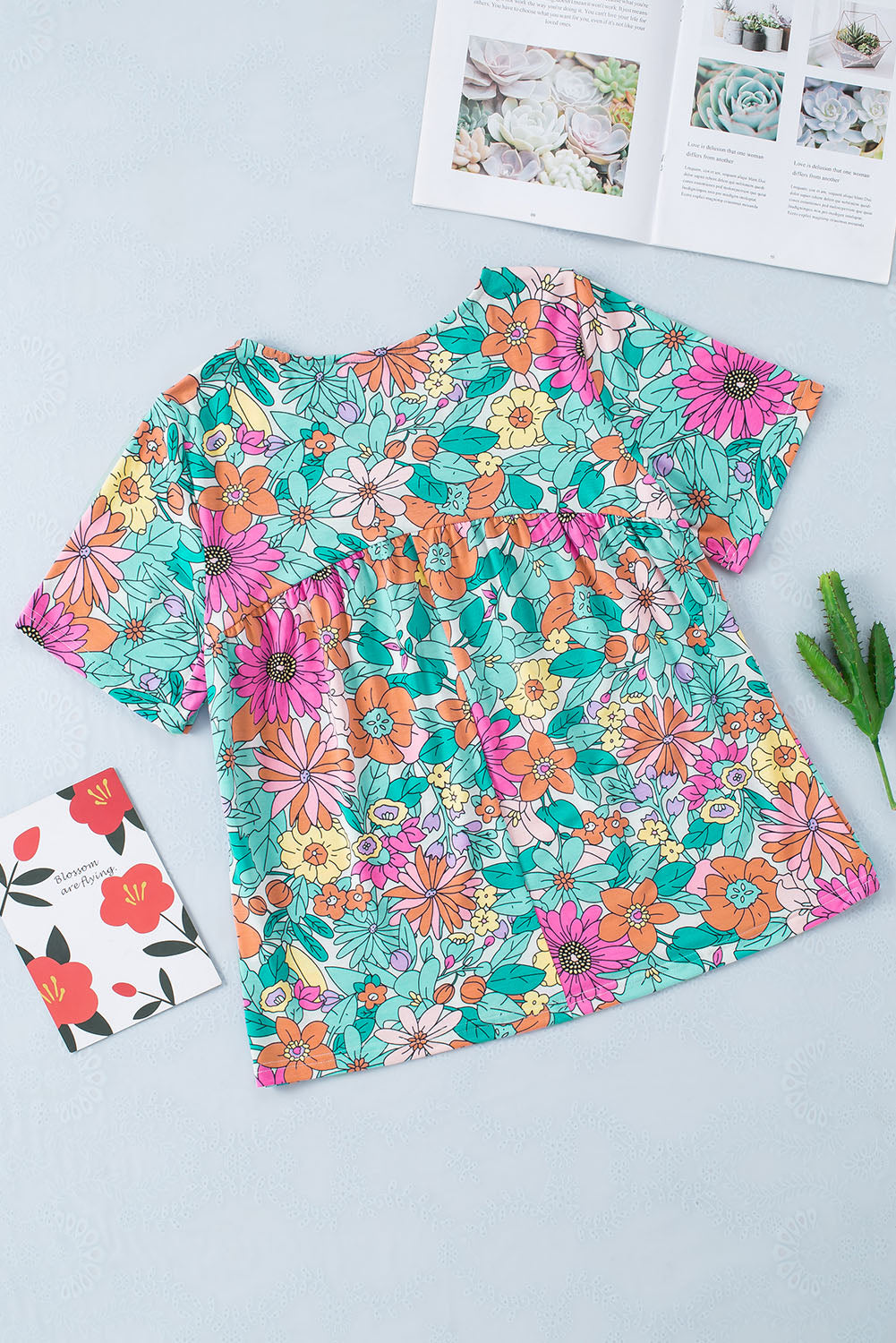 Multicolor Floral Print Smocked Tank Top