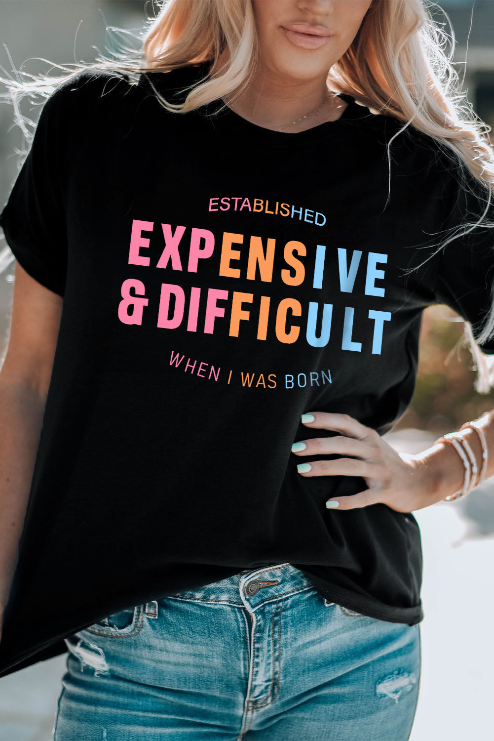 Black EXPENSIVE&DIFFICULT Graphic Tee