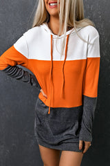 Gray Colorblock Kangaroo Pocket Hooded Dress