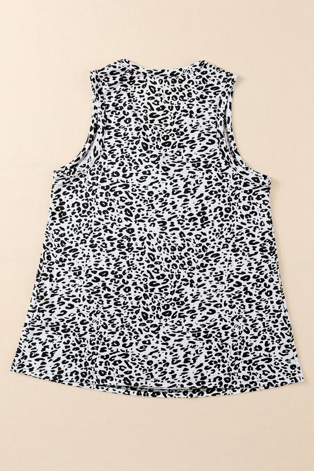 White Leopard  V Neck Tank Top