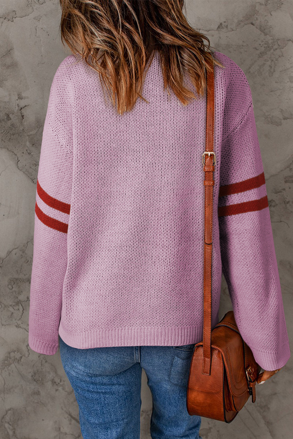 Pink Heart Graphic Wide Sleeves Sweater