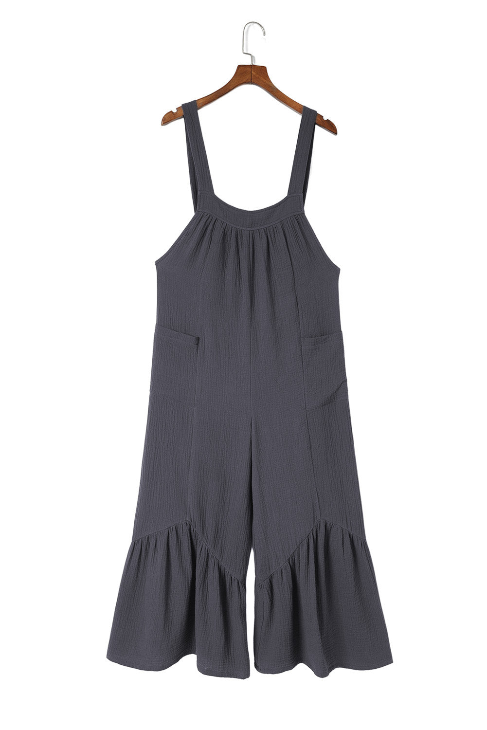 Gray Wide Leg Ruffle Jumpsuit