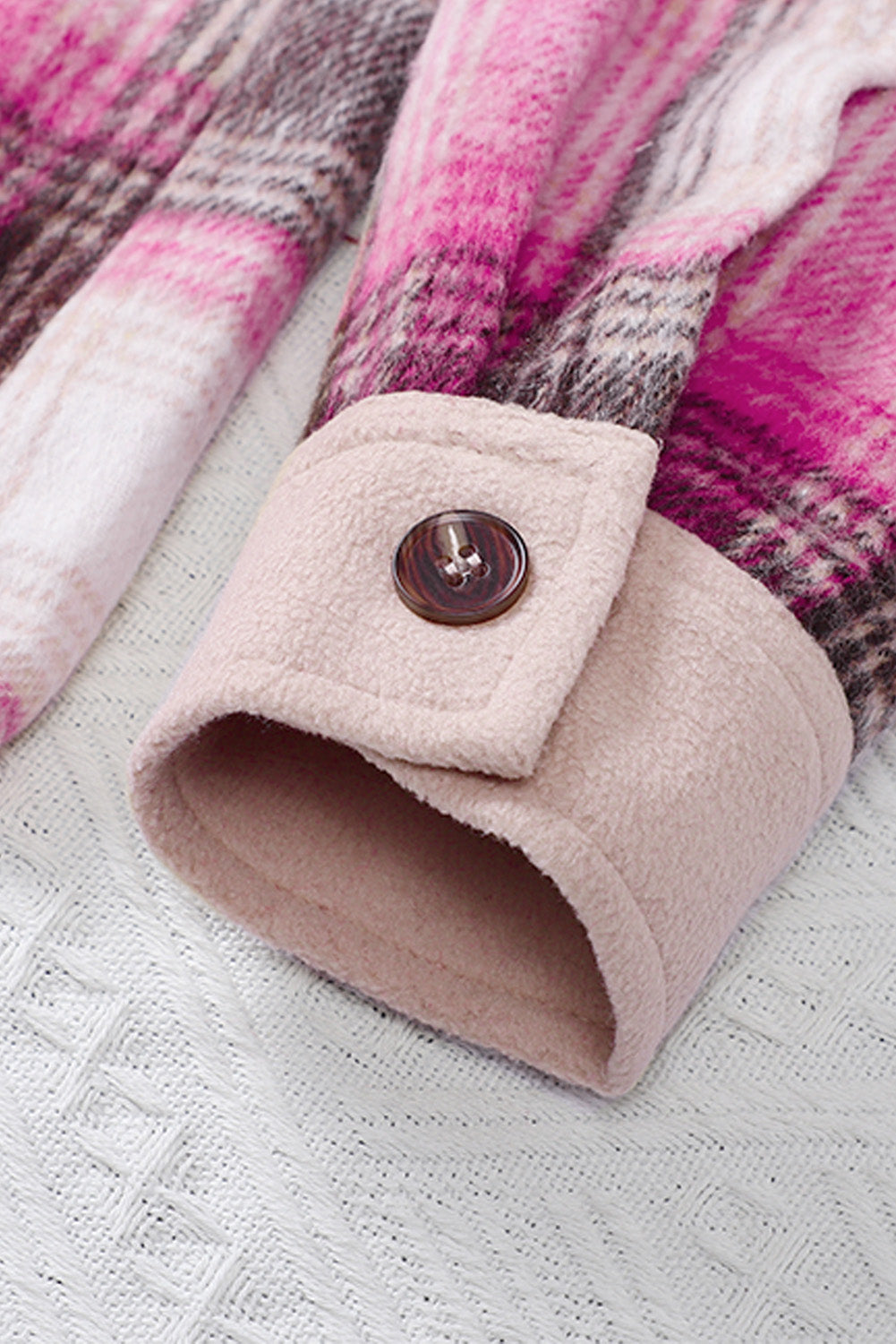 Rose Contrast Trim Plaid Shacket