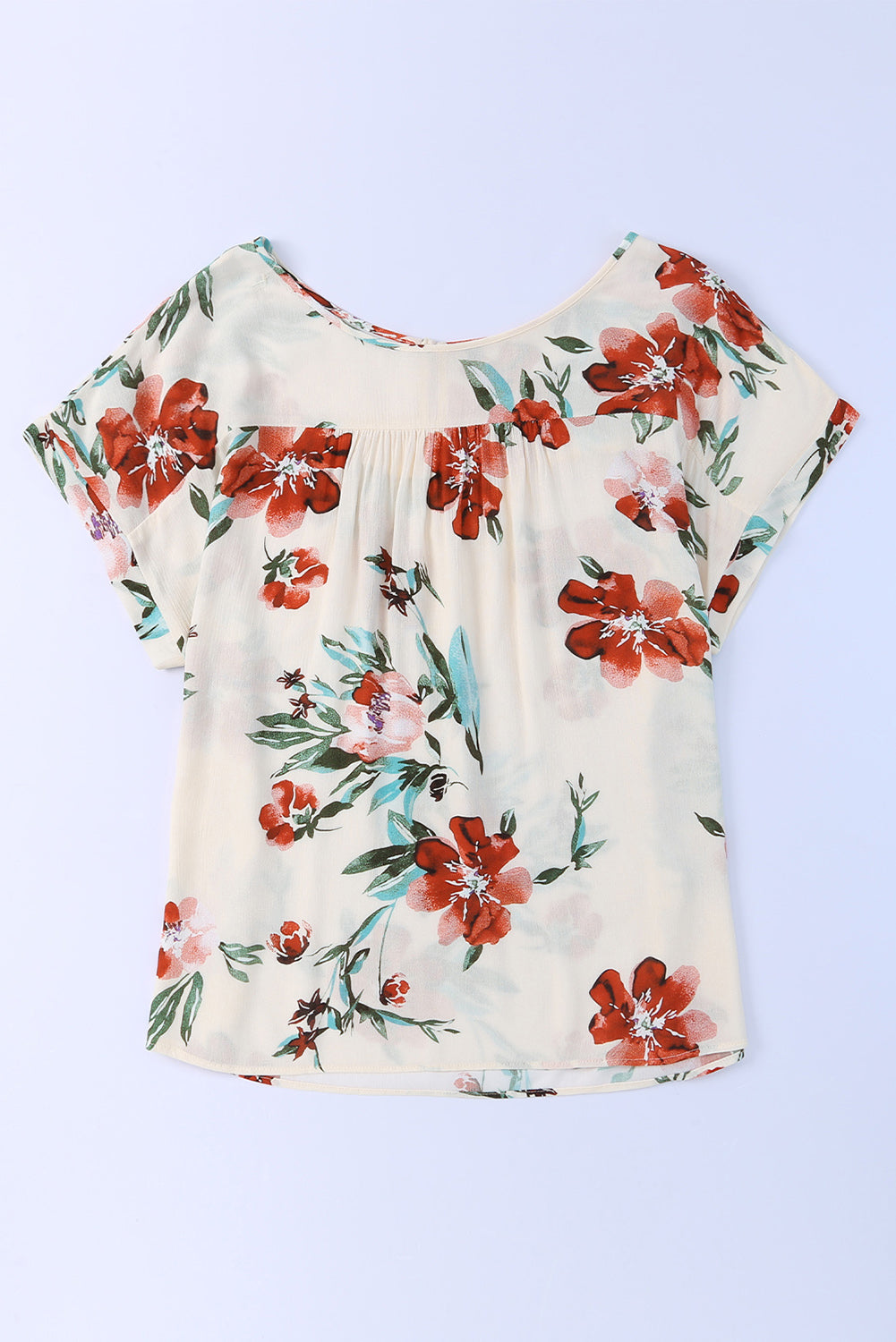 Beige Plus Size Floral Print T-shirt