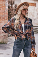 Multicolour Plaid Print Flap Pocket Shirt