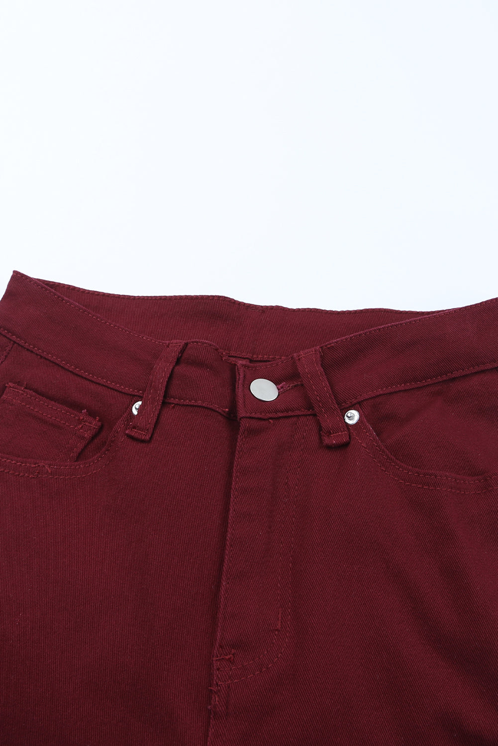 Burgundy High Waist Flare Jeans with Pockets