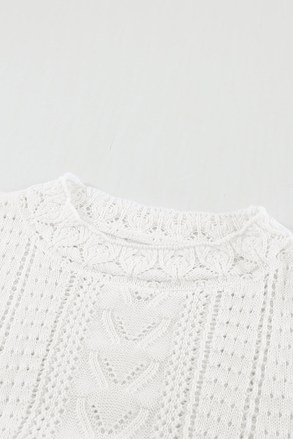 Blue Crochet Lace Pointelle Knit Sweater