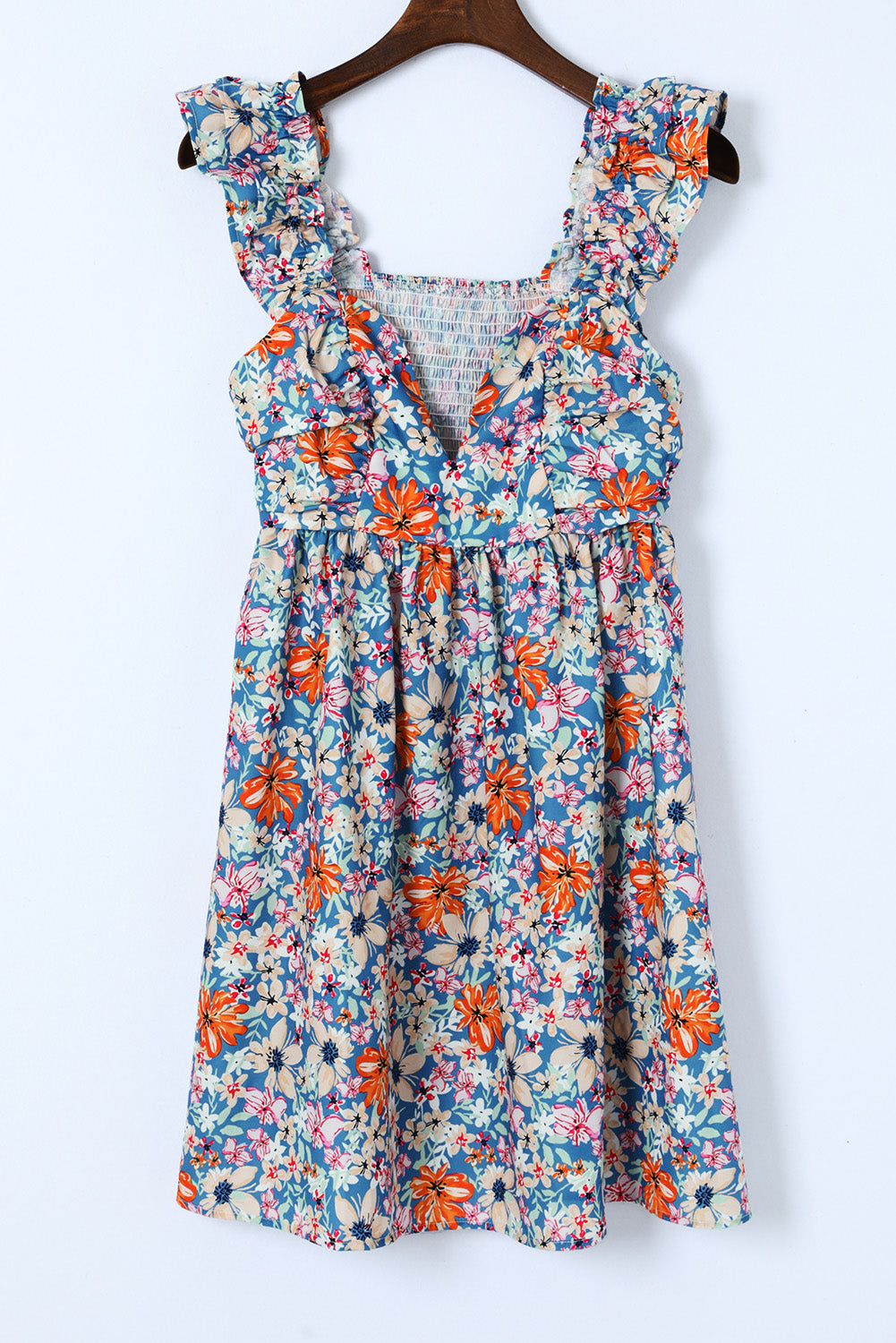 Multicolor Floral Ruffle Straps Sweetheart Peplum Tank