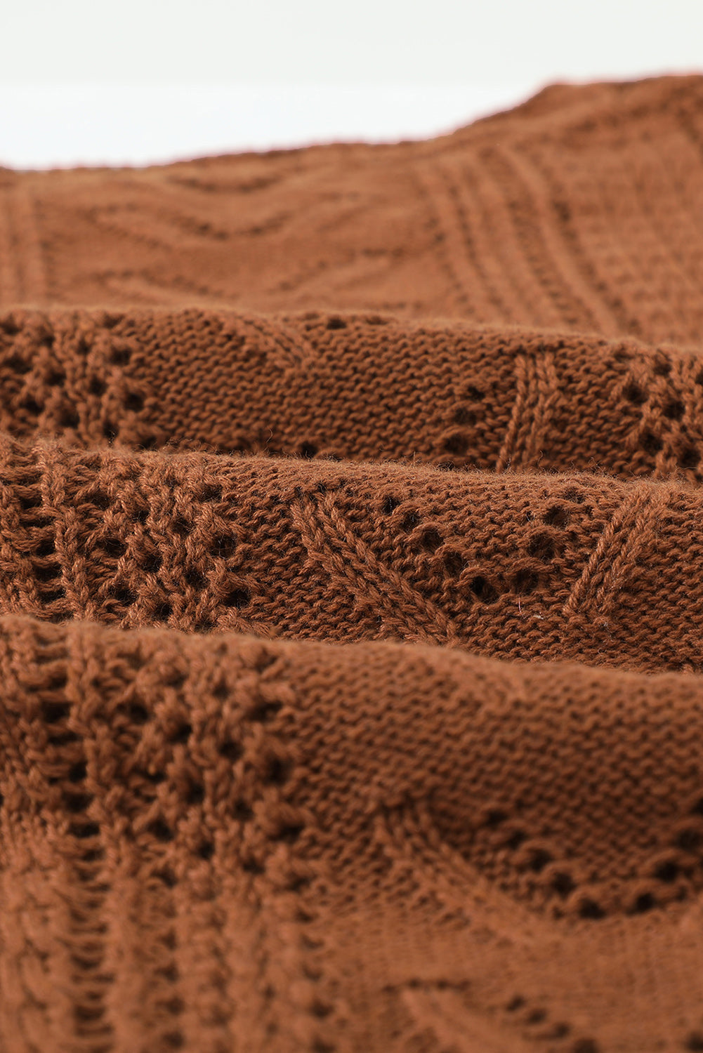 Blue Crochet Lace Pointelle Knit Sweater