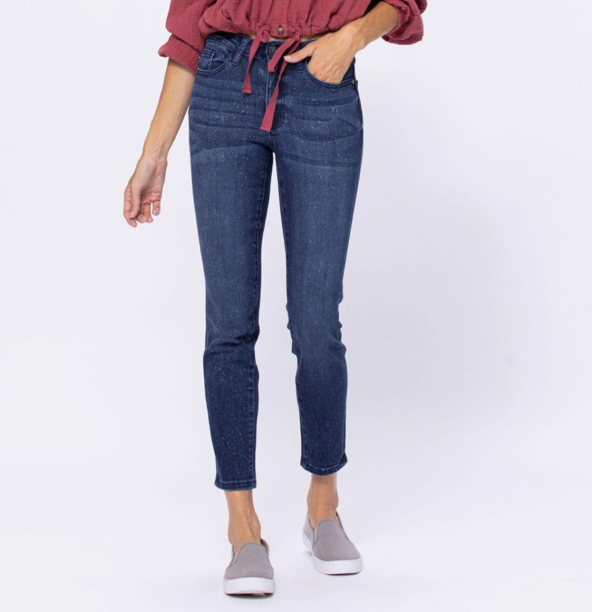 Judy Blue Spots Mid-Rise Mineral Wash Relaxed Jeans