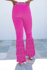 Rose Fringe High Waist Flare Pants