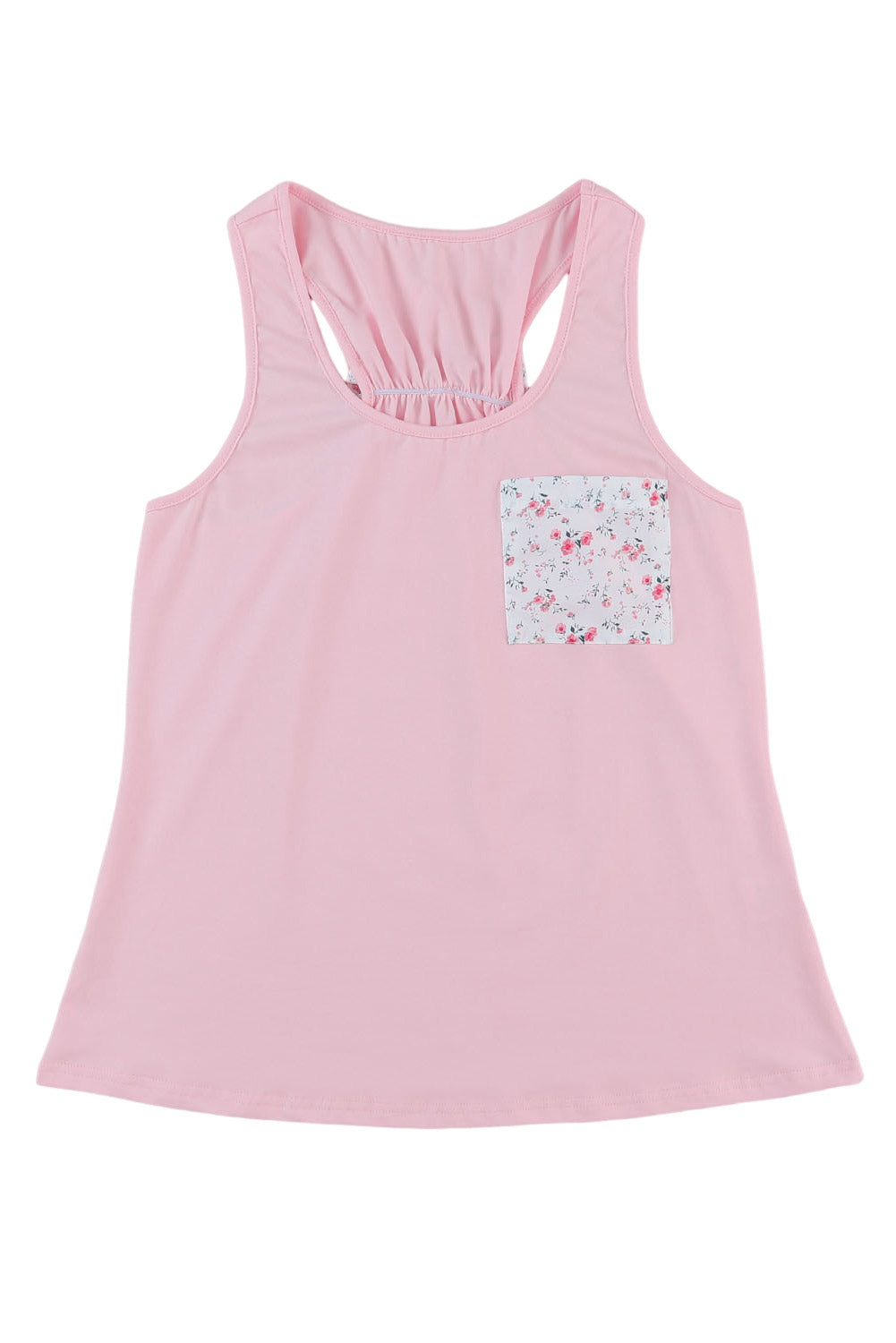 Pink Floral Patch Pocket Tank Top