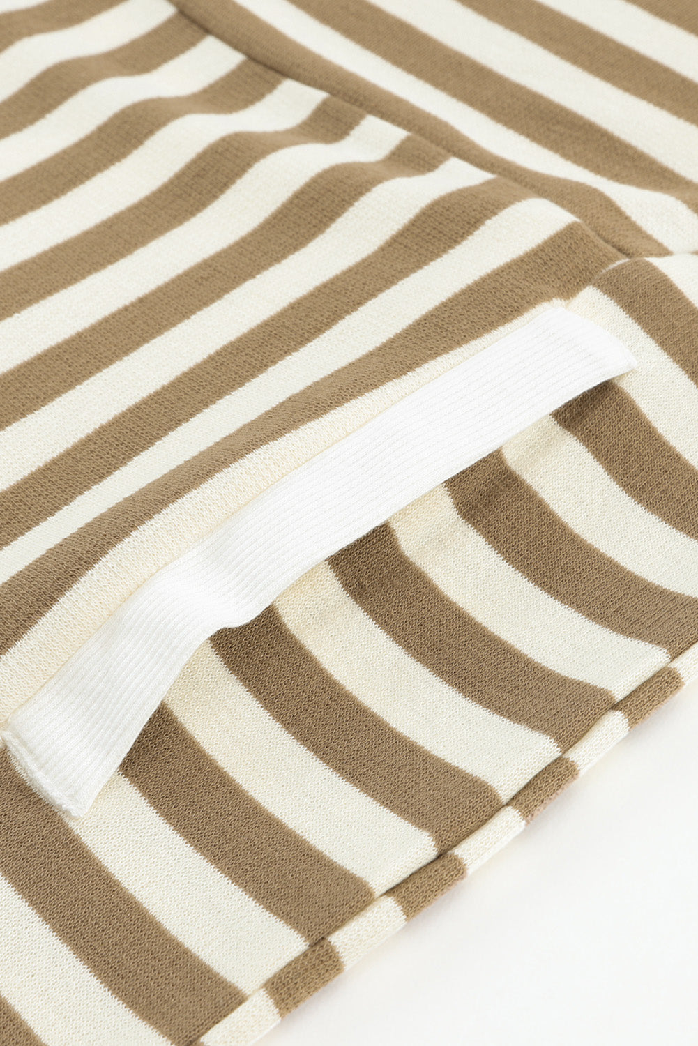 Khaki Striped Contrast Thumbhole Oversized Hoodie