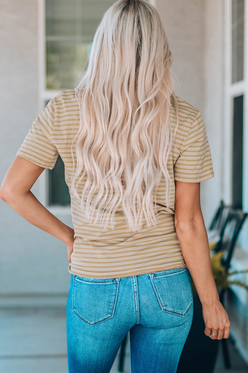 Contrast Striped Patchwork Tee