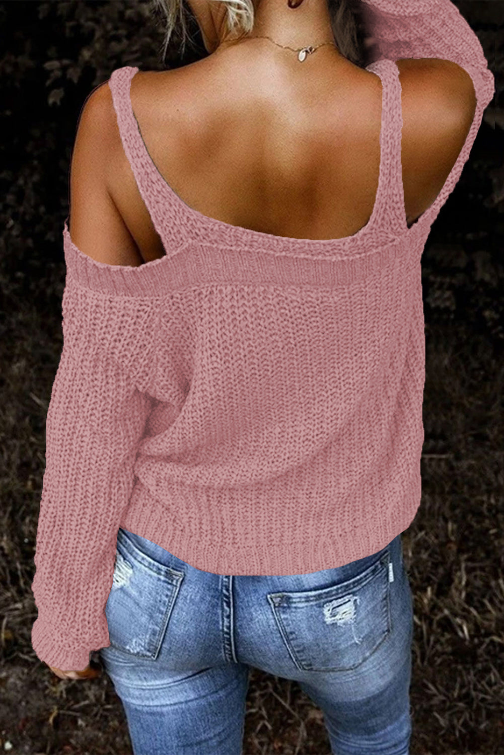 White Dew Shoulder Knitted Sweater