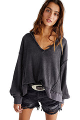 Gray Oversized Drop Shoulder Thermal Knit Top