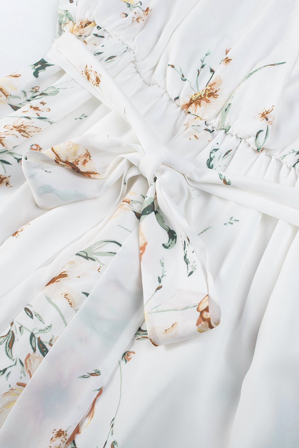White Poppy Print Belted Cami Wide Leg Jumpsuit