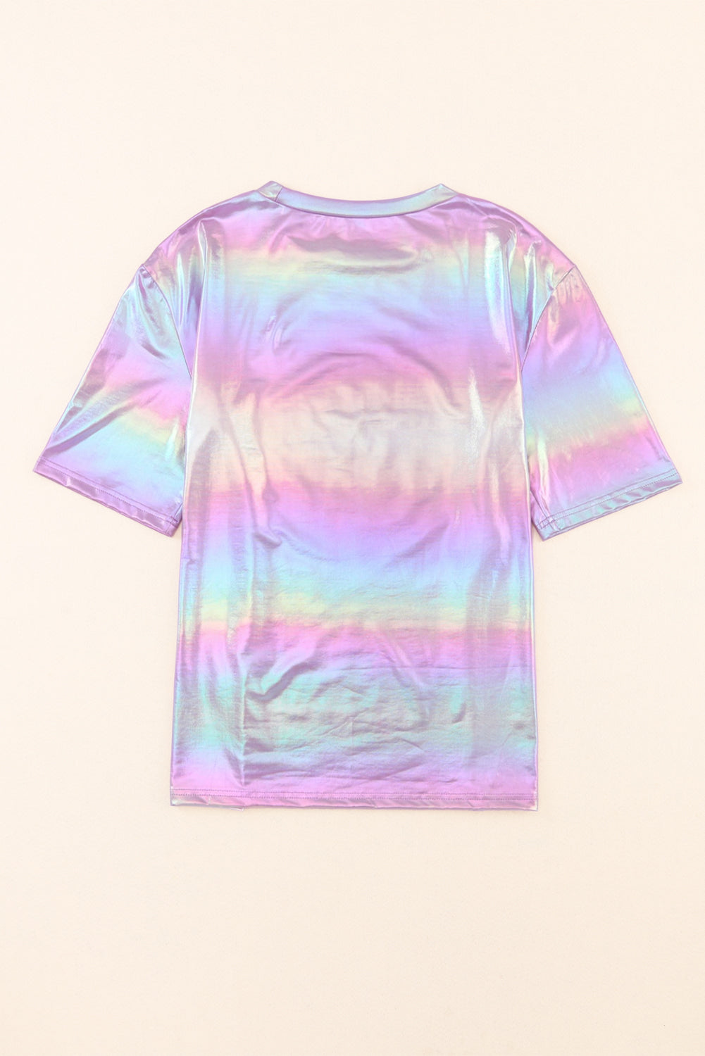 Purple Shiny Iridescent Stay Wild Graphic Oversized Tee