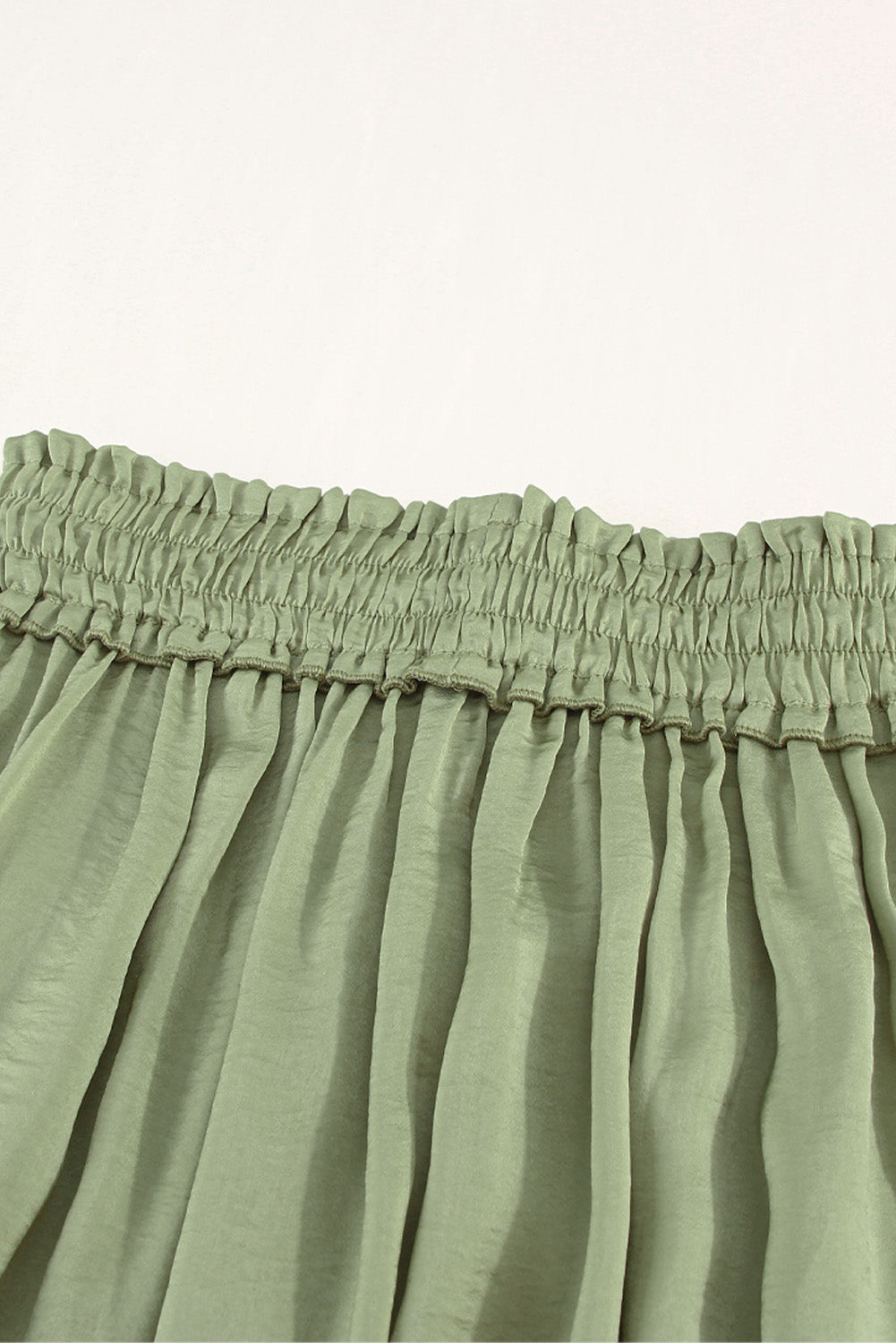 Green Adjustable Drawstring Smocked Waist Maxi Skirt