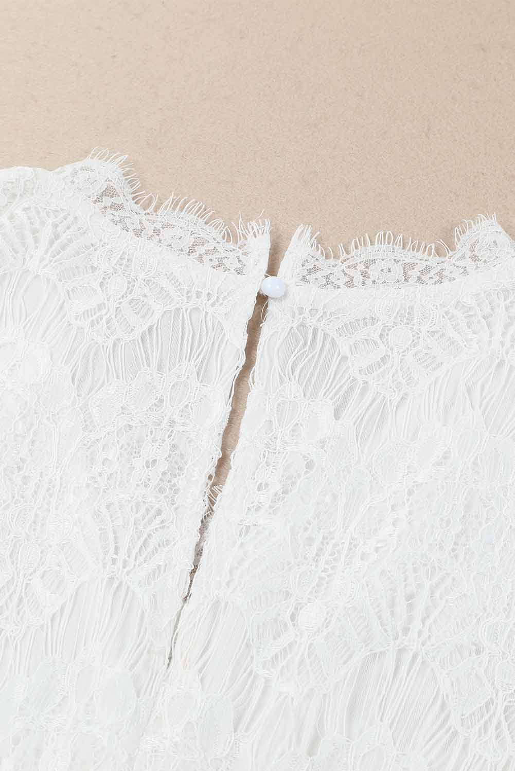 White Lace V Neck Wrap Long Sleeve Bodysuit