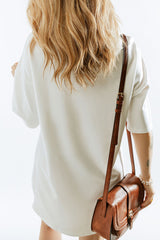 White Solid Crewneck Oversize T-shirt Dress