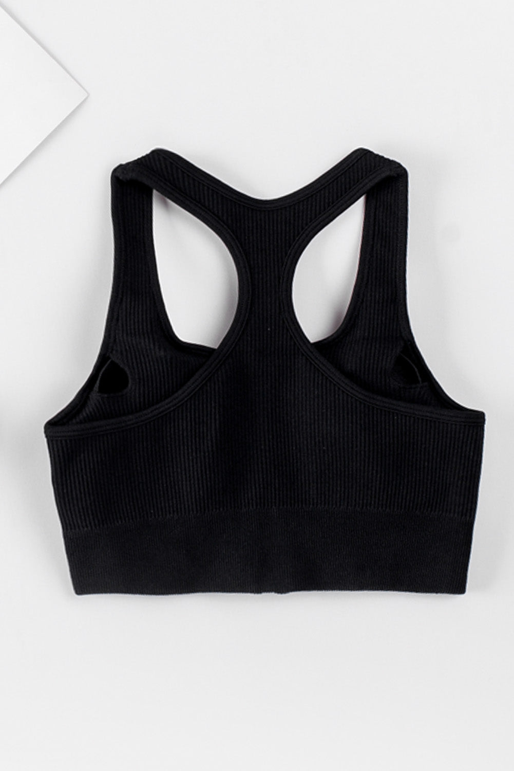 Gray Zipped Ribbed Racerback Sports Bra