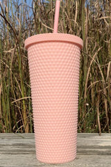 Pink Reusable Matte Plastic Tumbler Cup