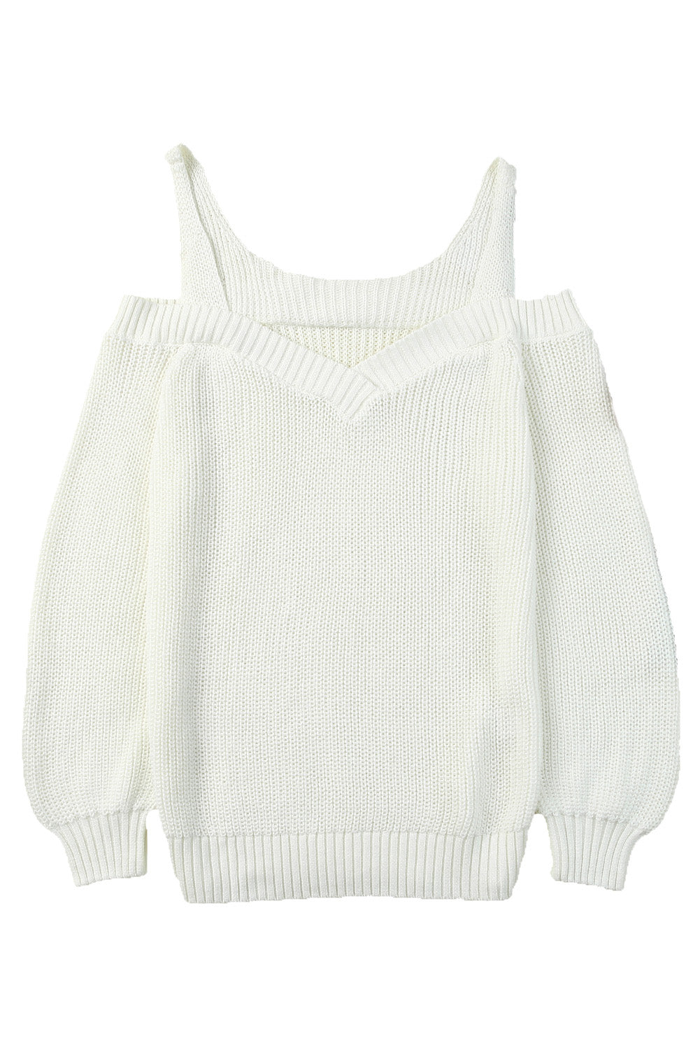 White Dew Shoulder Knitted Sweater