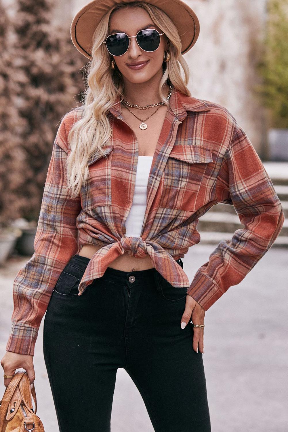 Multicolour Plaid Print Flap Pocket Shirt