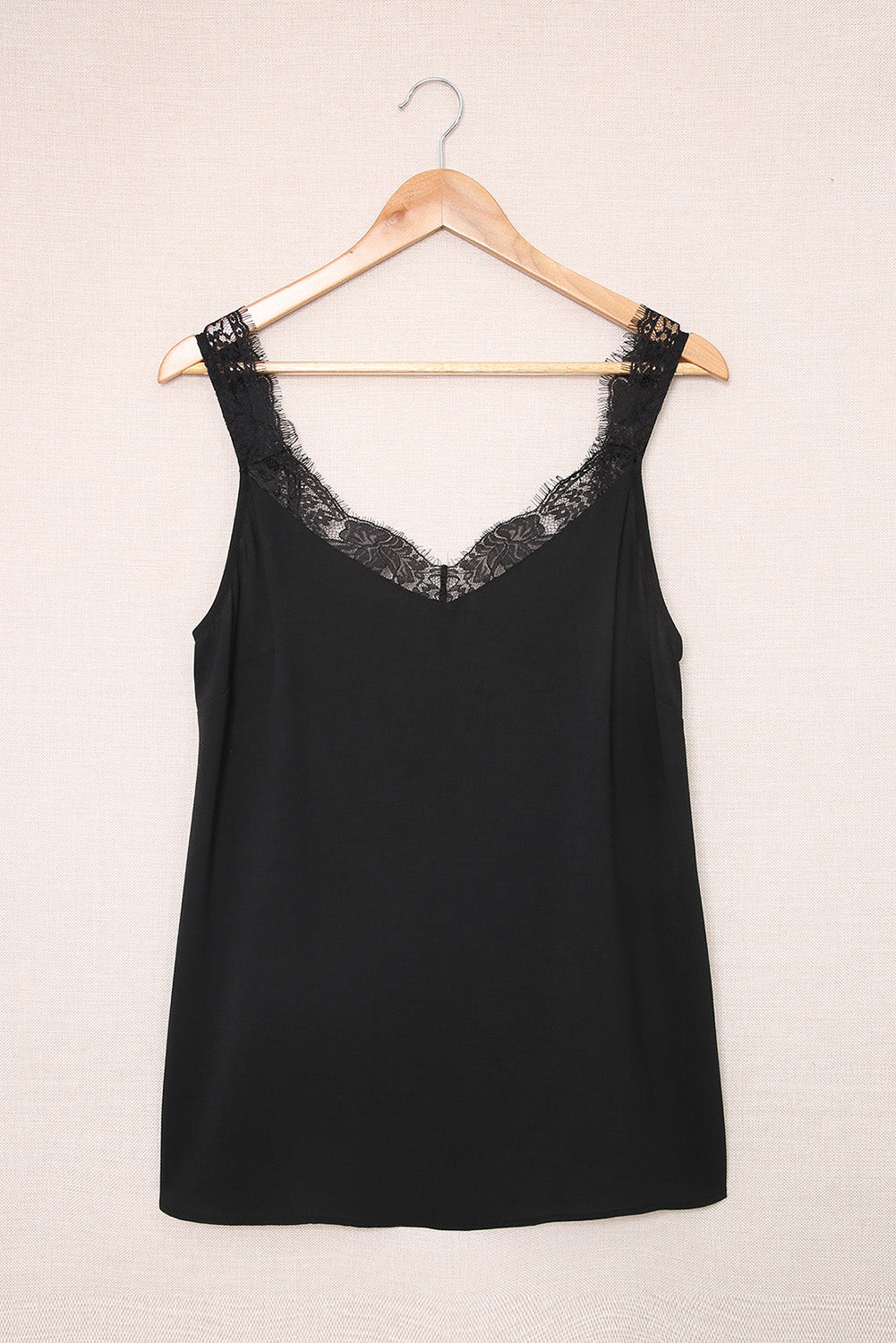 Green Solid Lace Splicing Tank Top