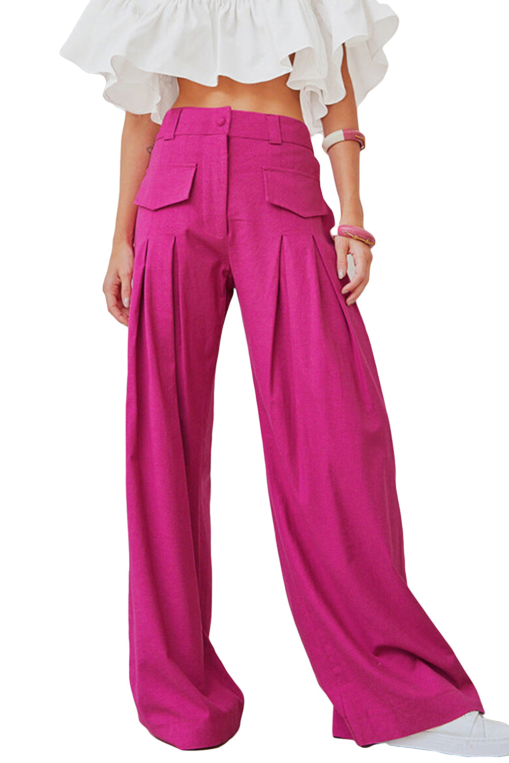 Rose Ruched Sweeping Floor Wide Leg Pants