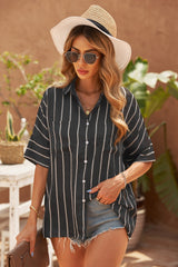 Black Pocketed Striped Shirt