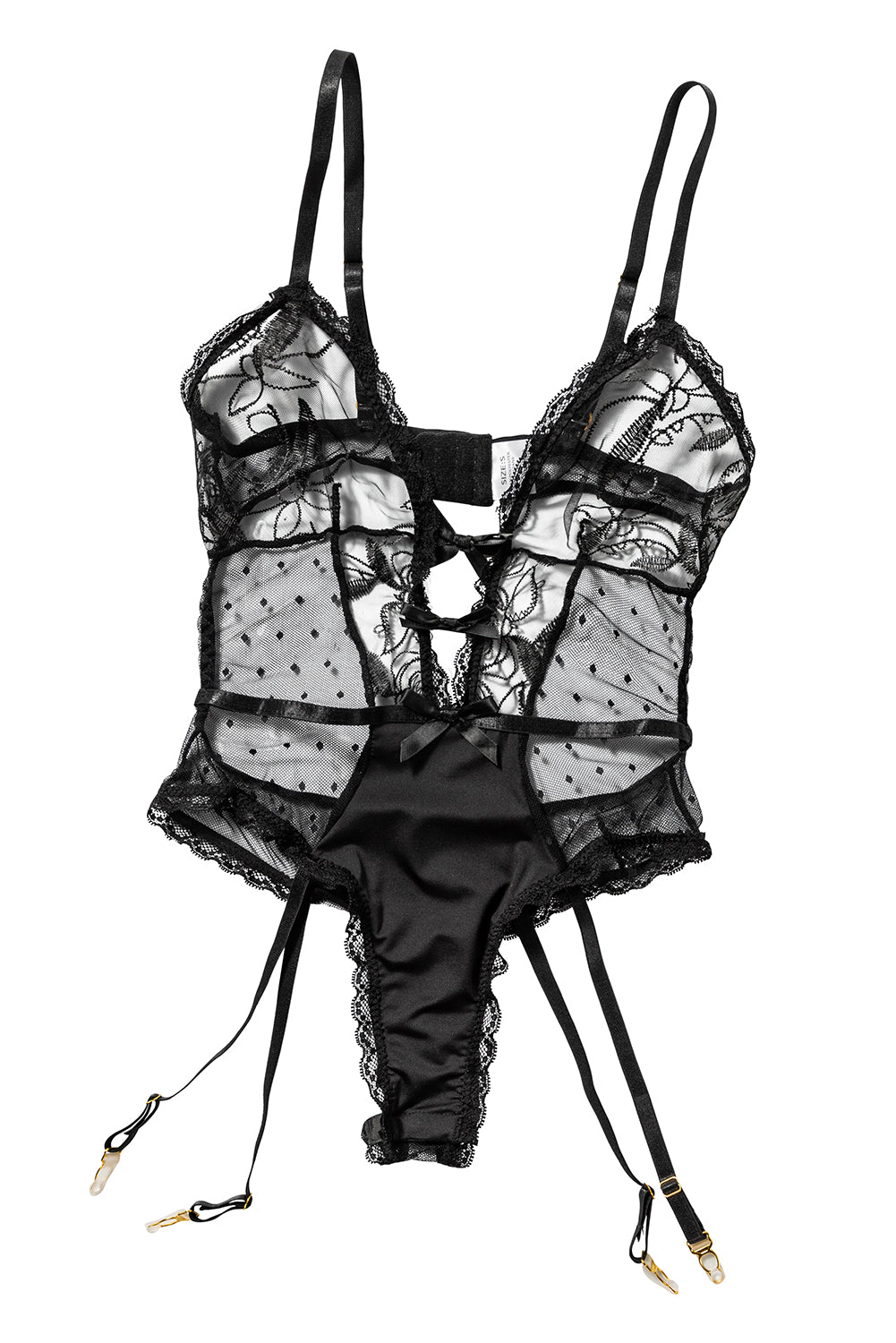 Black Lace Mesh Sheer Spaghetti Straps Teddy Lingerie